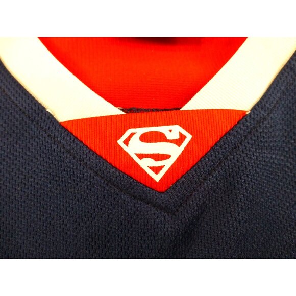 Superman Mens Athletic Tank Top Navy Red Sleeveless Jersey "00" Logo Size M 100% - Picture 3 of 9